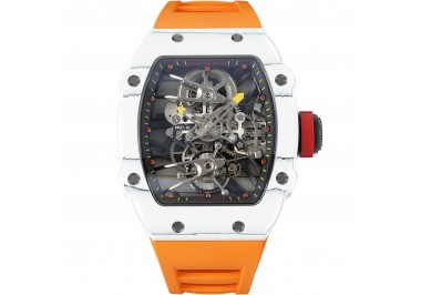 RM 027-02 Tourbillon Rafael Nadal White NTPT on Orange Rubber Strap