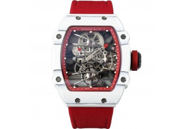 RM 027-02 Tourbillon Rafael Nadal White NTPT on Red Nylon Strap