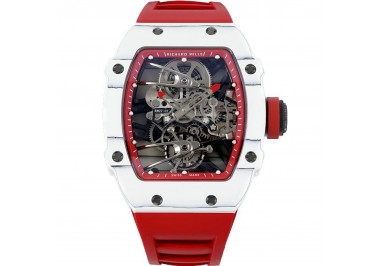 RM 027-02 Tourbillon Rafael Nadal White NTPT on Red Rubber Strap