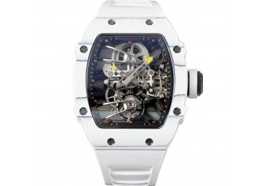 RM 027-02 Tourbillon Rafael Nadal White NTPT on White Rubber Strap