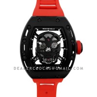 RM 052 01 Tourbillon Black Skull in PVD on Red Rubber Strap