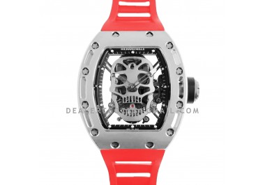 RM 052-01 Tourbillon Skull in Titanium on Red Rubber Strap