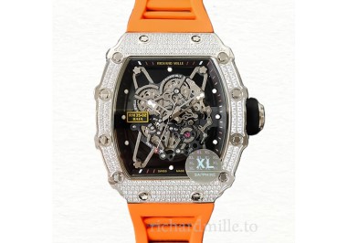 Richard Mille RM35-02 Men Mechanical Watch Rubber Band Diamond Bezel