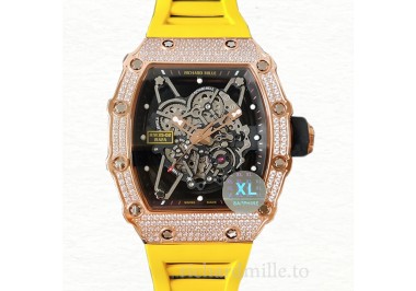 Richard Mille RM35-02 Men Mechanical Diamond Bezel Transparent Dial