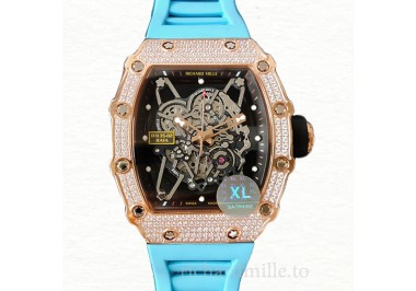 Richard Mille RM35-02 Mechanical Men Transparent Dial Diamond Bezel