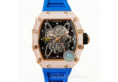 Richard Mille RM35-02 Men Mechanical Watch Diamond Bezel Rubber Band