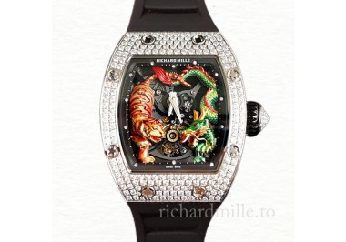 Richard Mille RM51-01 Ladies Mechanical Diamond Bezel Watch Rubber Band