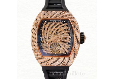 Richard Mille RM51-02 Ladies Mechanical Diamond Bezel Diamond Paved Dial Rubber Band