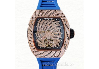 Richard Mille RM51-02 Ladies Mechanical Diamond Paved Dial Watch Rubber Band