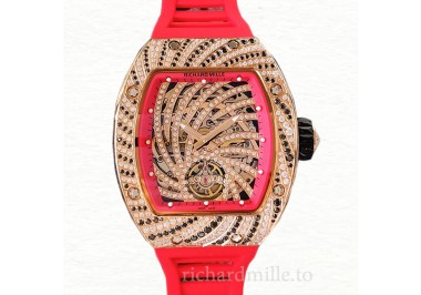 Richard Mille RM51-02 Ladies Mechanical Diamond Bezel Diamond Paved Dial Rubber Band