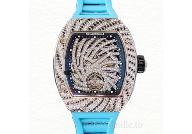 Richard Mille RM51-02 Mechanical Ladies Watch Diamond Paved Dial Rubber Band