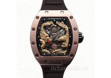 Richard Mille RM57-01 Mechanical Men Gold Dragon and Phoenix Dial Stainless Steel