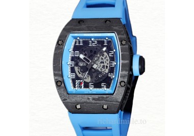 Richard Mille RM 010 Automatic Men Transparent Dial Rubber Band Watch