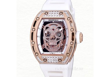 Richard Mille RM 052 Automatic Men Diamonds Skull Dial Rubber Band