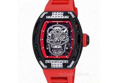 Richard Mille RM 052 Automatic Men Diamonds Skull Dial Rubber Band