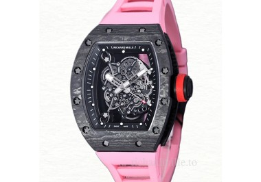 Richard Mille RM 055 Automatic Men Rubber Band Carbon Fiber Transparent Dial