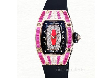 Richard Mille RM 07-01 Ladies Automatic Watch Red With Diamonds Dial