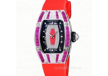 Richard Mille RM 07-01 Ladies Automatic Rubber Band Red With Diamonds Dial