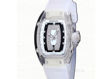 Richard Mille RM 07-02 Automatic Ladies White With Diamonds Dial Rubber Band Acrylic