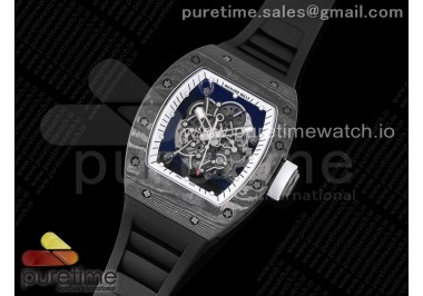 RM055 Real NTPT ZF 1:1 Best Edition Skeleton White Dial on Black Rubber Strap NH05A V3