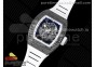 RM055 Real NTPT ZF 1:1 Best Edition Skeleton White Dial on White Rubber Strap NH05A V3