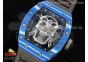 RM052 Skull Blue NTPT Real Tourbillon 3KF 1:1 Best Edition Skull Dial on Gray Rubber Strap