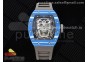 RM052 Skull Blue NTPT Real Tourbillon 3KF 1:1 Best Edition Skull Dial on Gray Rubber Strap