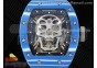 RM052 Skull Blue NTPT Real Tourbillon 3KF 1:1 Best Edition Skull Dial on Gray Rubber Strap