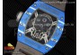 RM052 Skull Blue NTPT Real Tourbillon 3KF 1:1 Best Edition Skull Dial on Gray Rubber Strap