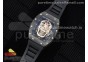 RM052 Skull Black Ceramic Real Tourbillon 3KF 1:1 Best Edition Skull Dial on Black Rubber Strap