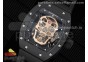 RM052 Skull Sandblaster Ceramic Real Tourbillon 3KF 1:1 Best Edition RG Skull Dial on Black Rubber Strap