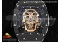 RM052 Skull Sandblaster Ceramic Real Tourbillon 3KF 1:1 Best Edition RG Skull Dial on Black Rubber Strap