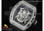 RM052 Skull Titanium Real Tourbillon 3KF 1:1 Best Edition Skull Dial on Black Rubber Strap