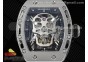 RM052 Skull Titanium Real Tourbillon 3KF 1:1 Best Edition Skull Dial on Black Rubber Strap