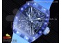 RM012 Blue Transparent Tourbillon RMF Best Edition Skeleton Dial on Blue Rubber Strap