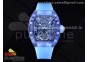 RM012 Blue Transparent Tourbillon RMF Best Edition Skeleton Dial on Blue Rubber Strap