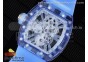 RM012 Blue Transparent Tourbillon RMF Best Edition Skeleton Dial on Blue Rubber Strap