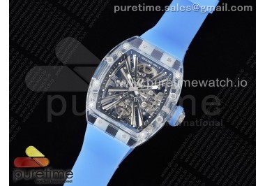 RM012 Transparent Tourbillon RMF Best Edition Skeleton Dial on Blue Rubber Strap