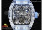 RM012 Transparent Tourbillon RMF Best Edition Skeleton Dial on Blue Rubber Strap