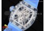 RM012 Transparent Tourbillon RMF Best Edition Skeleton Dial on Blue Rubber Strap