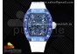 RM012 Blue Transparent Tourbillon RMF Best Edition Skeleton Dial on White Rubber Strap