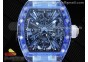 RM012 Blue Transparent Tourbillon RMF Best Edition Skeleton Dial on White Rubber Strap