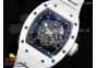 RM055 Ti White Ceramic ZF 1:1 Best Edition Skeleton Dial on White Rubber Strap NH05A V2