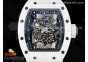 RM055 Ti White Ceramic ZF 1:1 Best Edition Skeleton Dial on White Rubber Strap NH05A V2