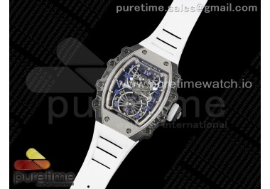 RM21-01 SS Tourbillon RMF Best Edition Skeleton Dial on White Rubber Strap