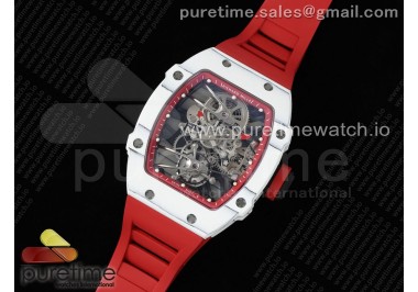 RM027-02 Nadal Real Tourbillon RMF Best Edition White Forge Carbon Red Inner Bezel on Red Rubber Strap