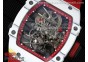 RM027-02 Nadal Real Tourbillon RMF Best Edition White Forge Carbon Red Inner Bezel on Red Rubber Strap