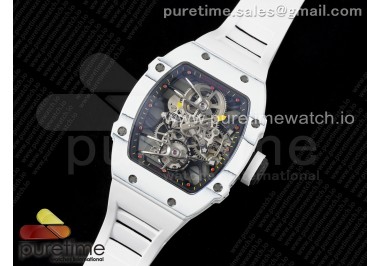 RM027-02 Nadal Real Tourbillon RMF Best Edition White Forge Carbon Black Inner Bezel on White Rubber Strap