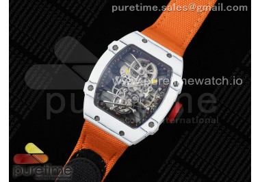 RM027-02 Nadal Real Tourbillon RMF Best Edition White Forge Carbon Black Inner Bezel on Orange Nylon Strap