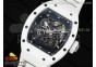 RM055 White Ceramic BBR Best Edition Skeleton Dial on White Rubber Strap Clone RMUL2